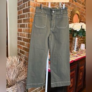 Maeve by Anthropology “The Collete” Olive Green Straight Leg Pants